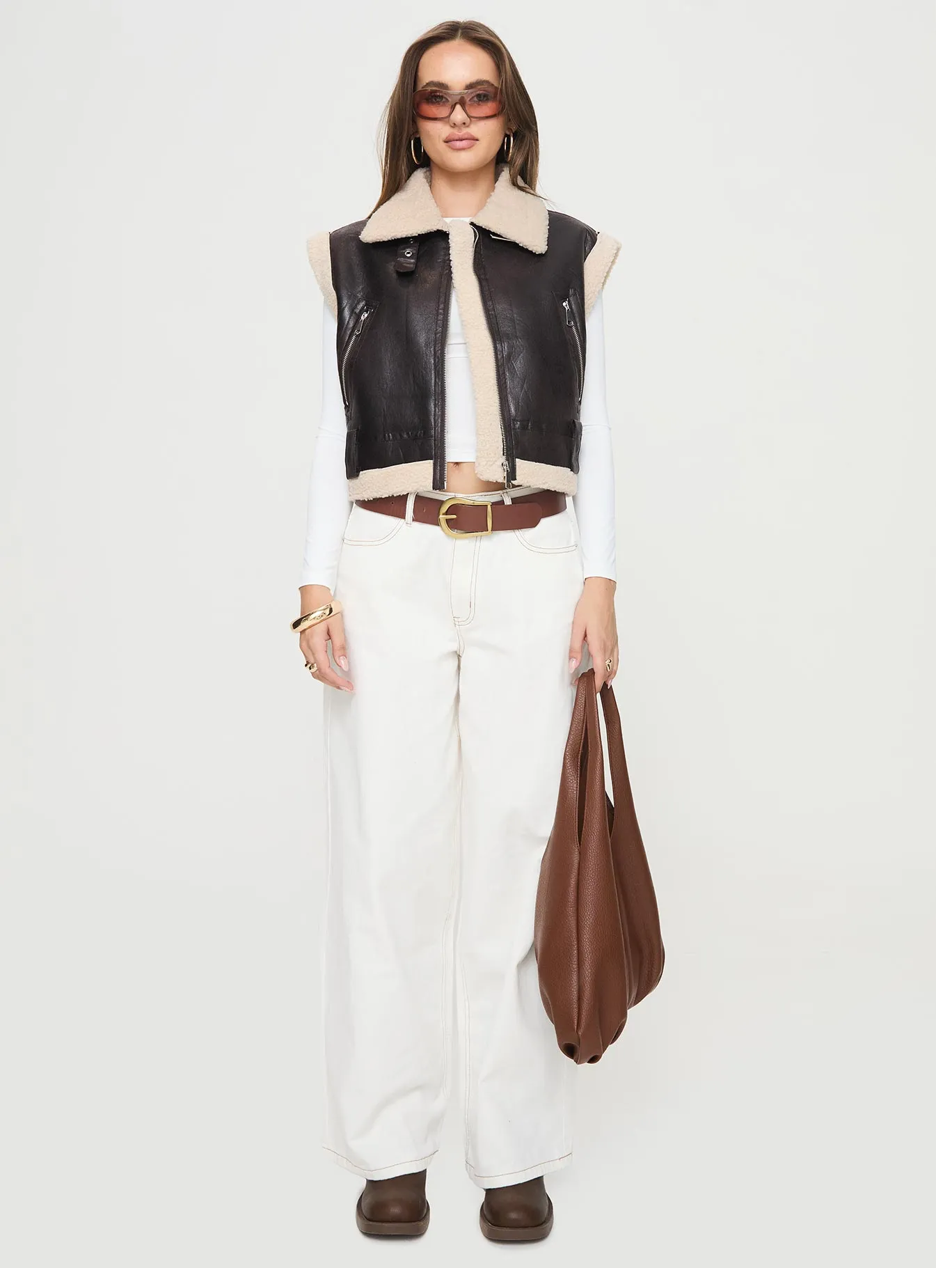 Riga Shearling Vest - Chocolate