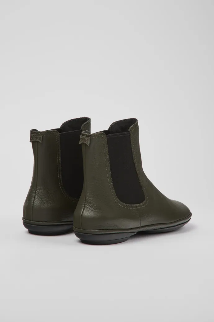 Right Green leather ankle boots