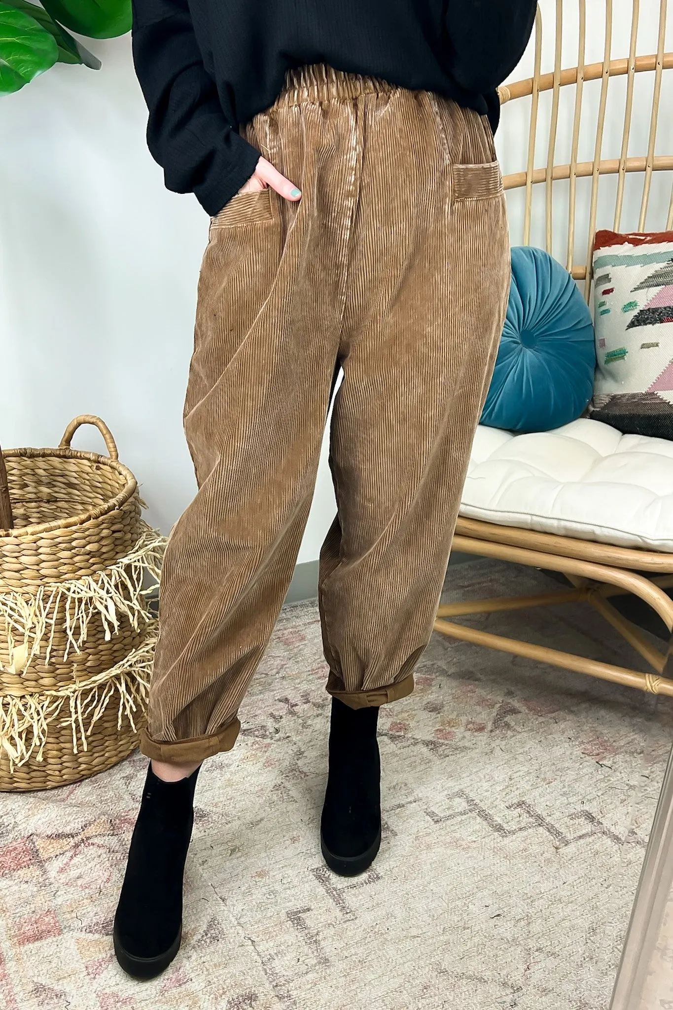 Roxi Corduroy Cropped Pants - Mineral Washed - FINAL SALE