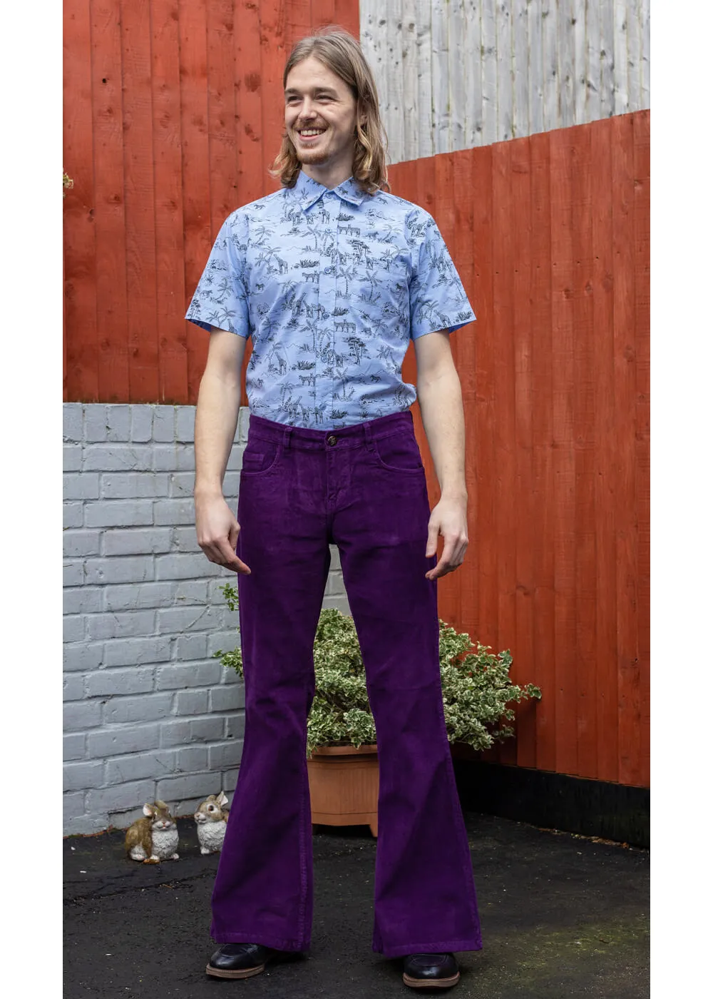 Run & Fly Corduroy 70's Flare Pants Purple for Men