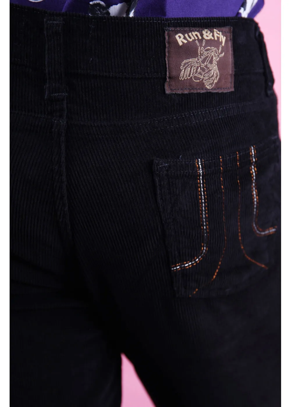 Run & Fly Corduroy Flare Pants Black - 70's Style | Men's Fashion