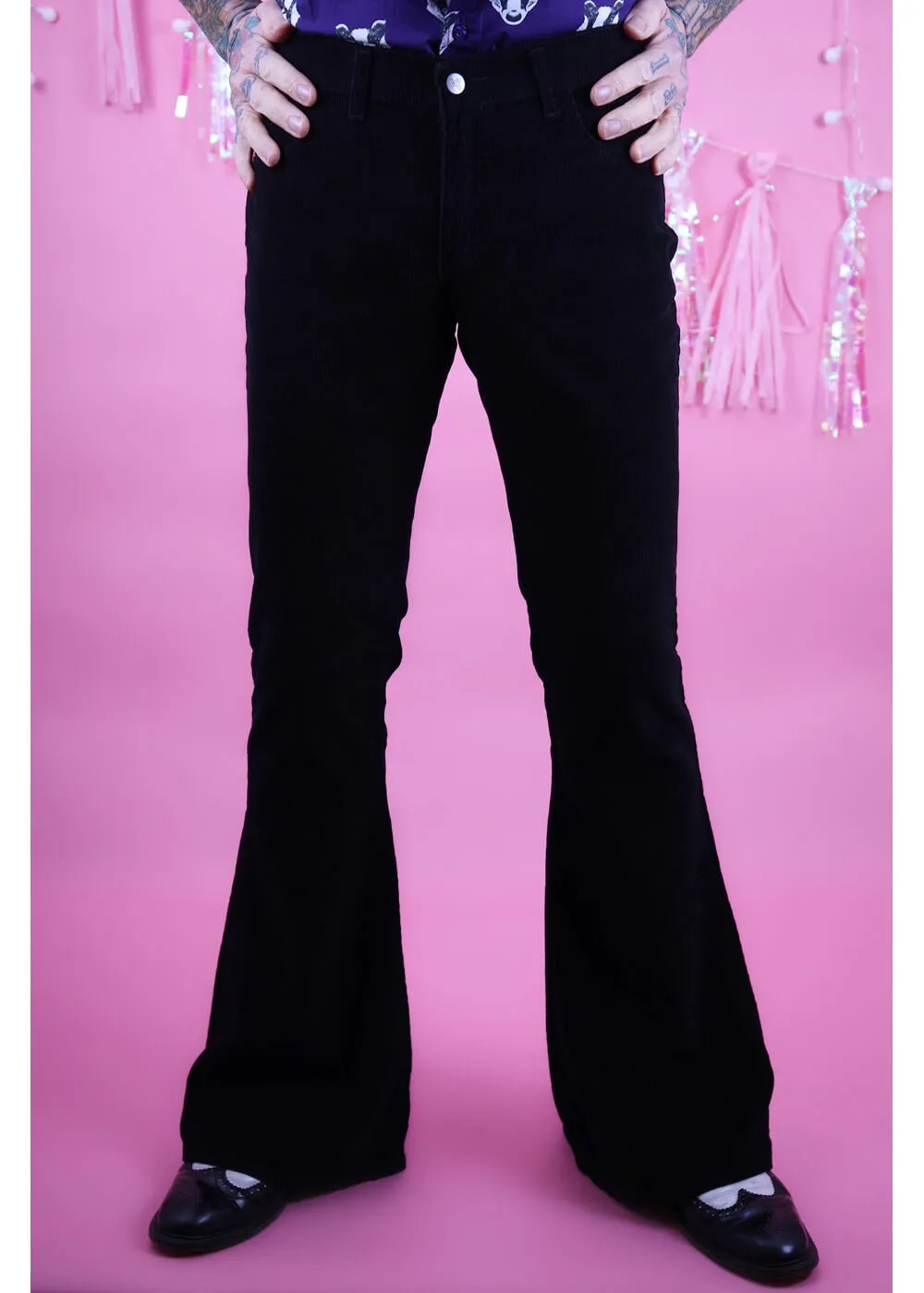 Run & Fly Corduroy Flare Pants Black - 70's Style | Men's Fashion