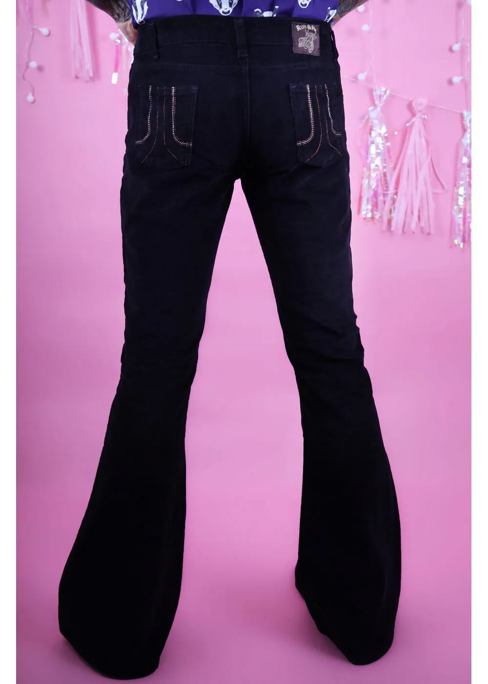 Run & Fly Corduroy Flare Pants Black - 70's Style | Men's Fashion