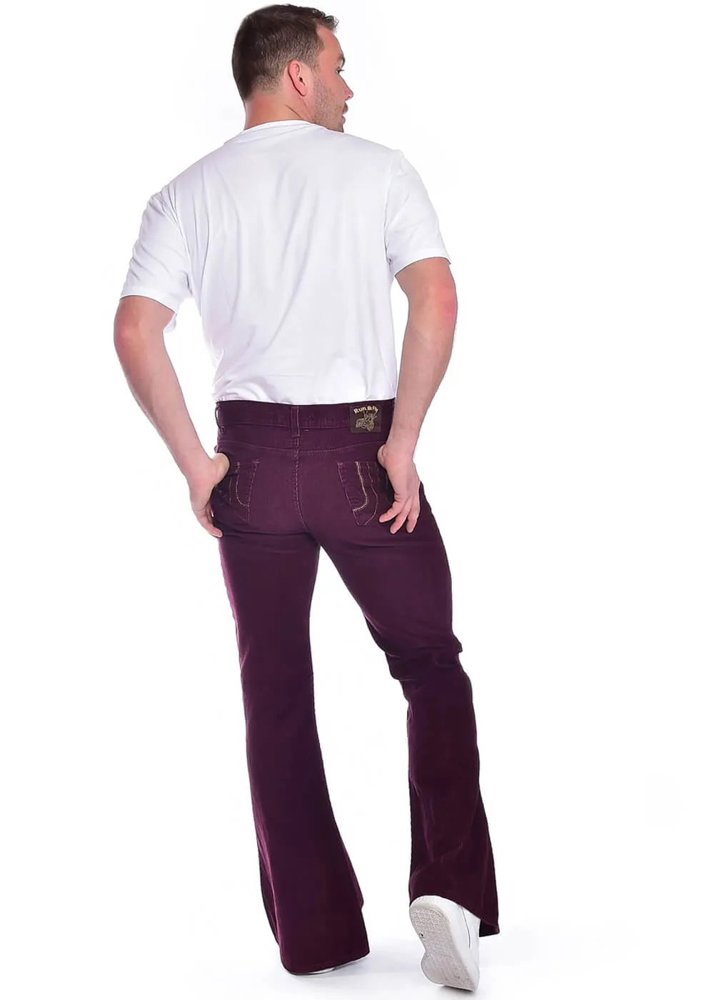 Run & Fly Men's Corduroy Flare Pants, Burgundy