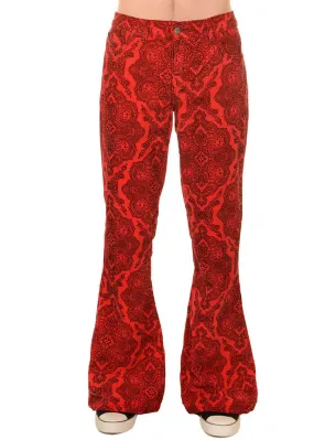 Run & Fly Men's Red Corduroy 70s Flare Pants / | / Run & Fly Men's Red Corduroy 70s Flare Trousers