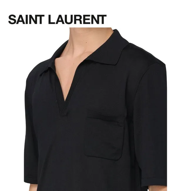 Saint Laurent Wool Plain Luxury Polos - Shop Now