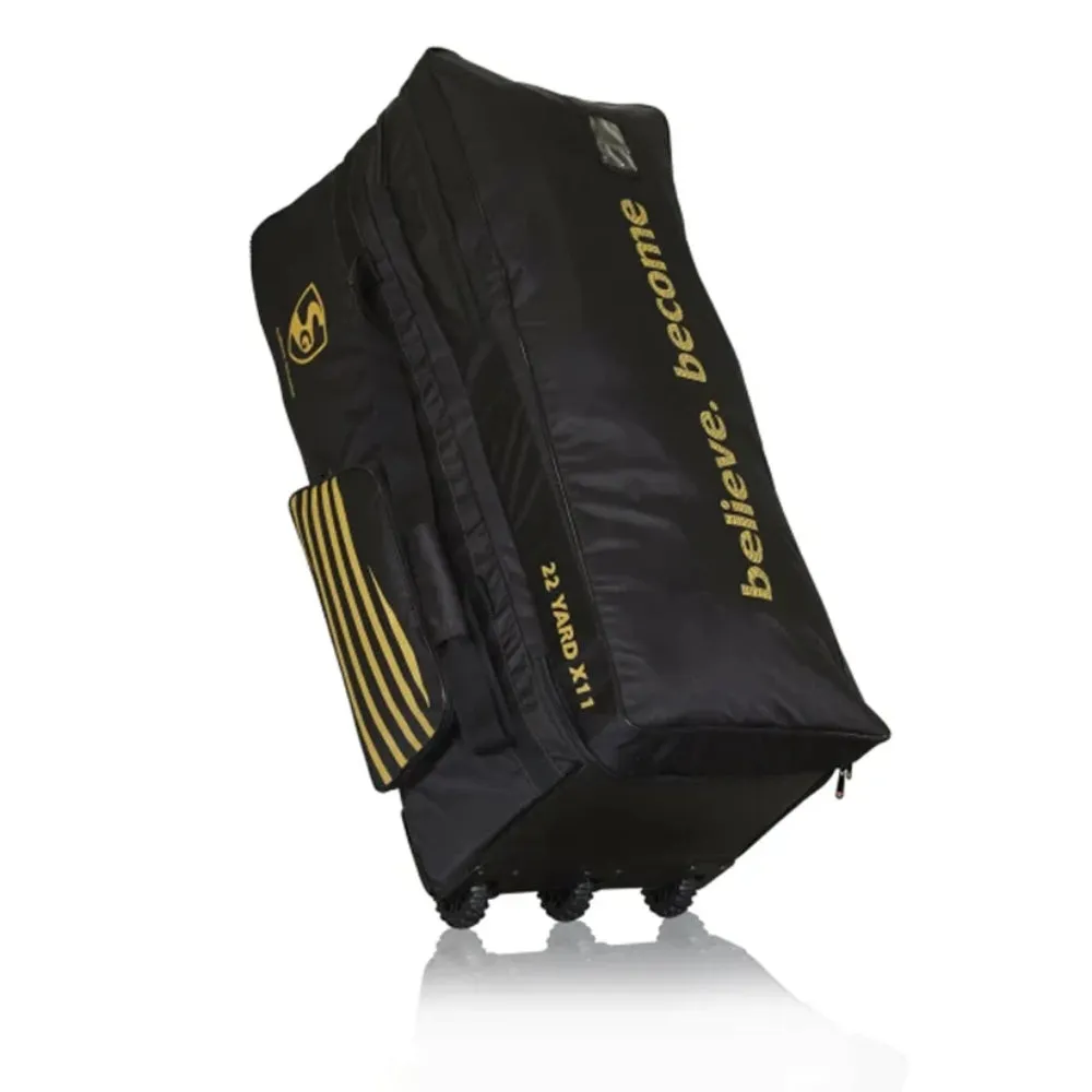 SG 22 Yard X11 Wheelie Cricket Kit Bag (Black/Gold)