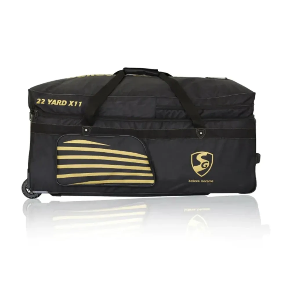 SG 22 Yard X11 Wheelie Cricket Kit Bag (Black/Gold)