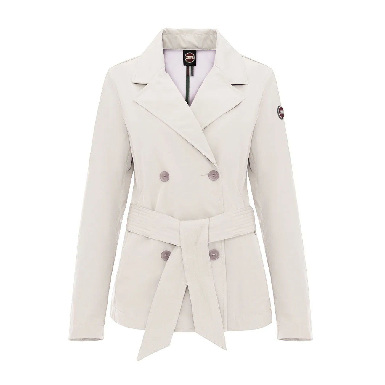 Short Softshell Trench Coat Women Porcelain