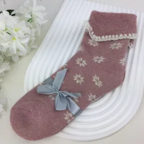 Snowflake Wool Lounge Socks - Warm Winter Knitted Socks