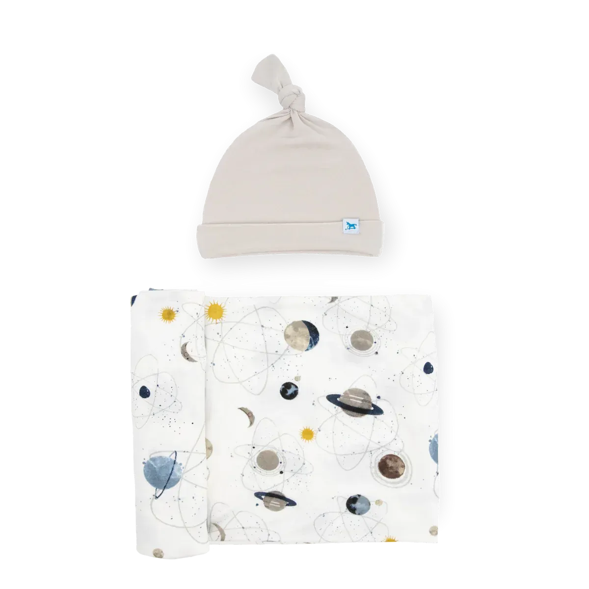 Soft Knit Planets Swaddle and Hat Set