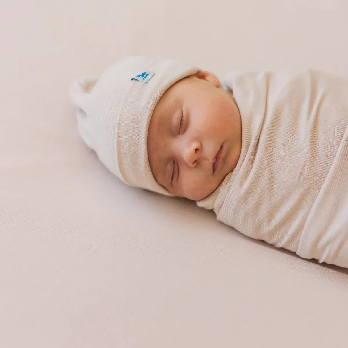 Soft Knit Swaddle and Hat Set, Blush