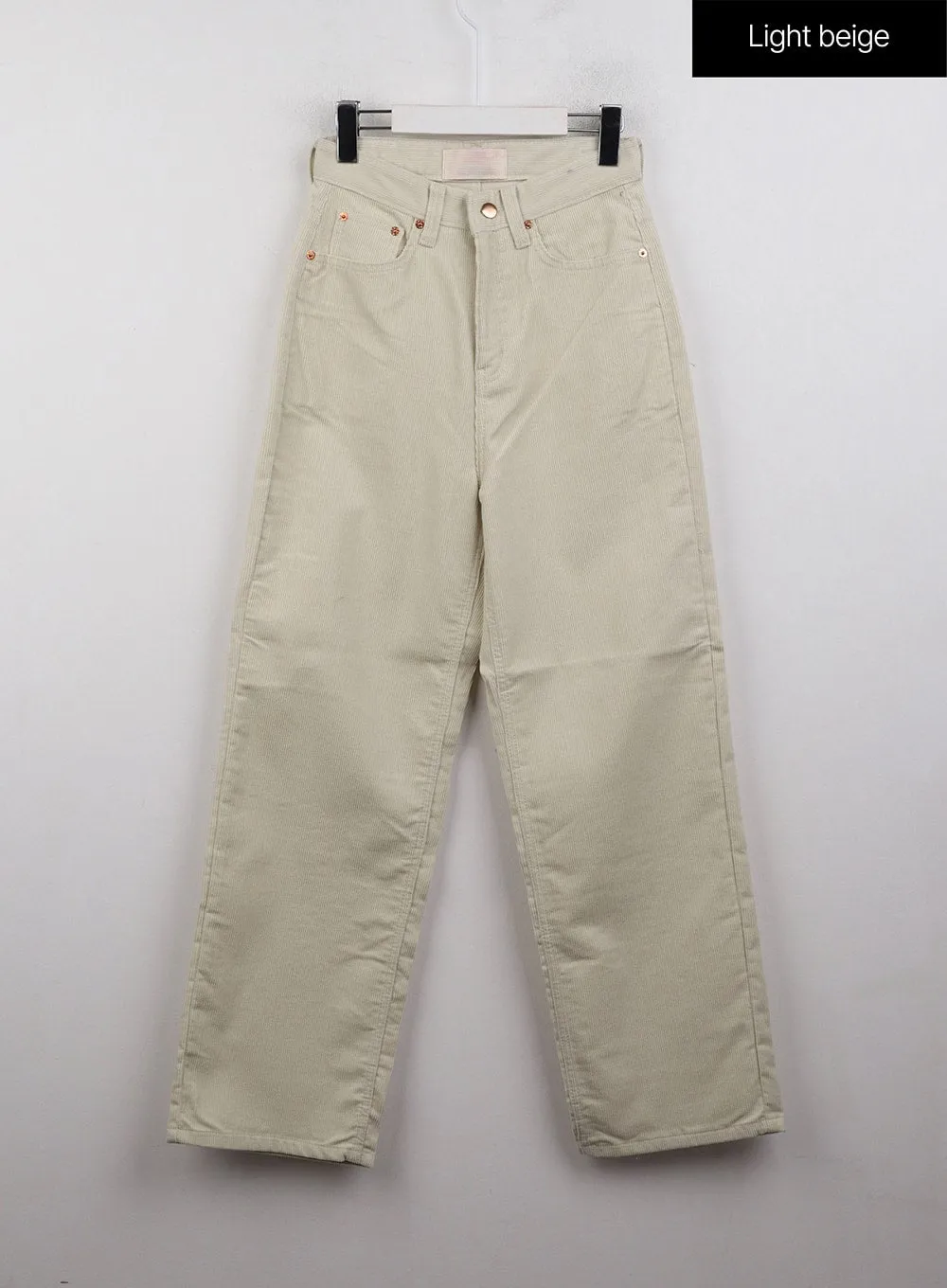 Solid Corduroy Straight Pants