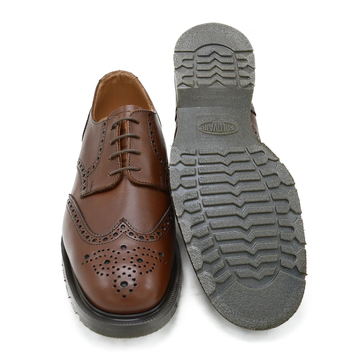 Solovair Premium Gibson Brogue Shoe - Chestnut