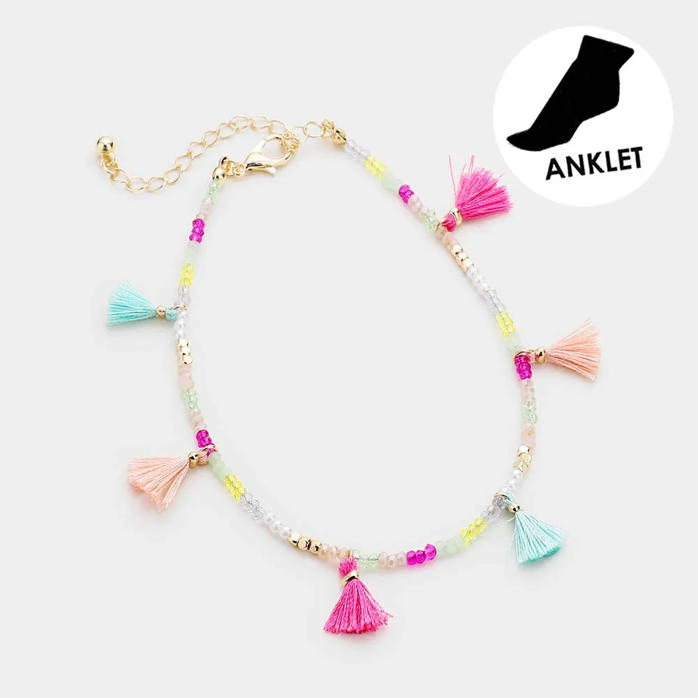 Tassel Beaded Anklet | iLLASPARKZ