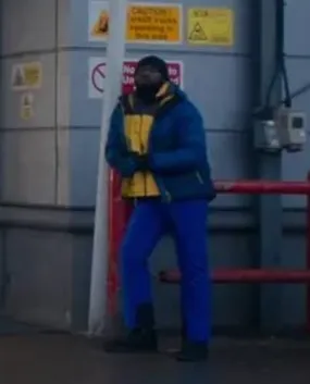 THE GENTLEMEN: Bunny’s Enforcer Blue outside and Yellow inside Puffy Winter Jacket (XL)