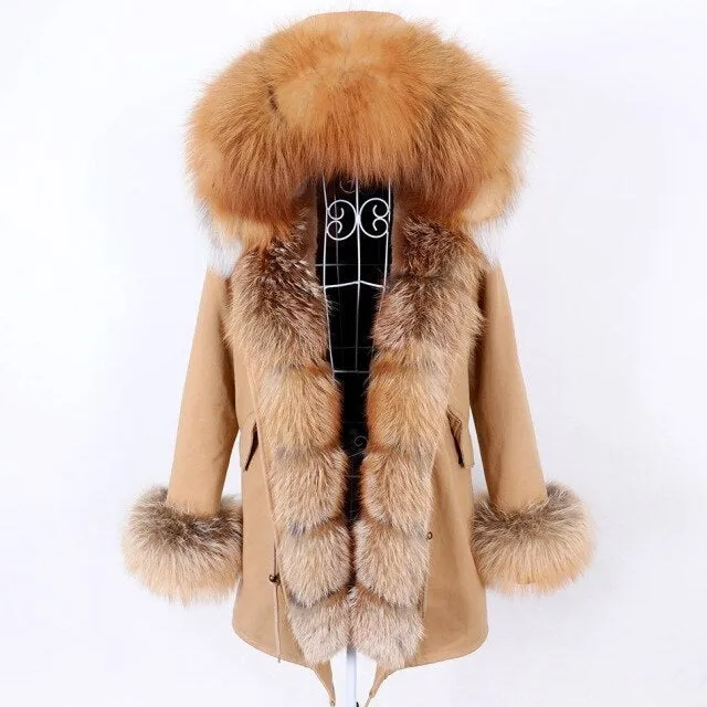 Thick Warm Fur Collar Hooded Winter Jacket Women