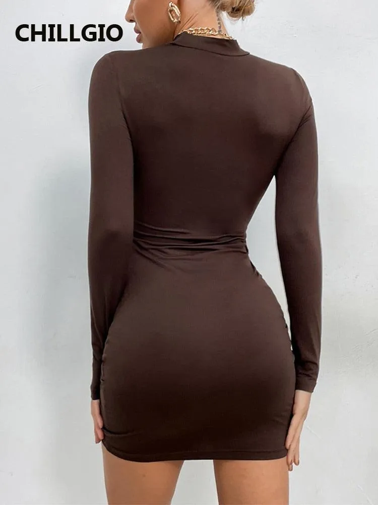 Tight-fitting turtleneck dresses