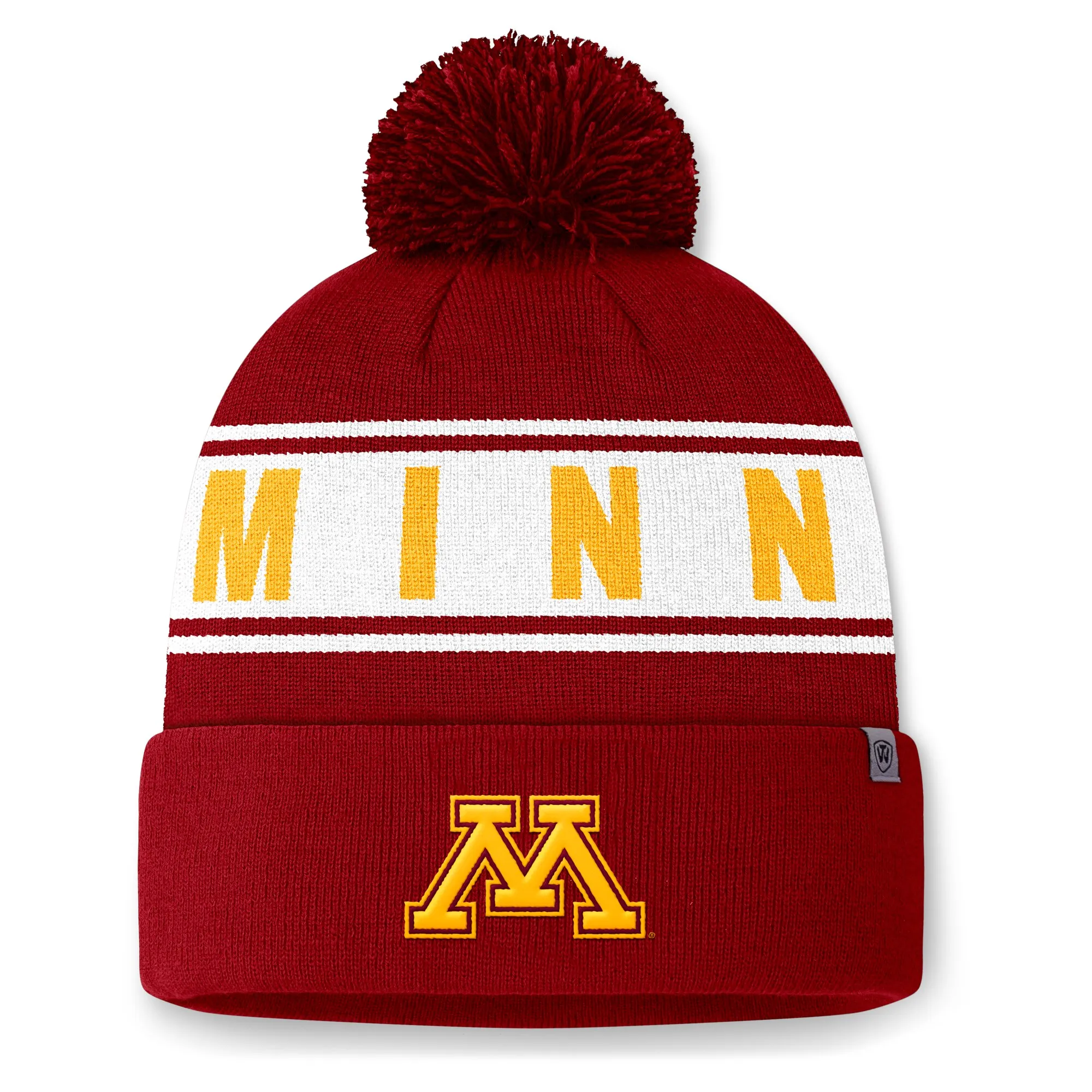 Top of the World Minnesota Golden Gophers Maroon Slash Cuffed Knit Hat with Pom