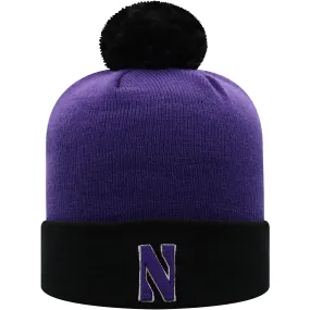 Top of the World Northwestern Wildcats Purple/Black Core 2-Tone Cuffed Knit Hat with Pom