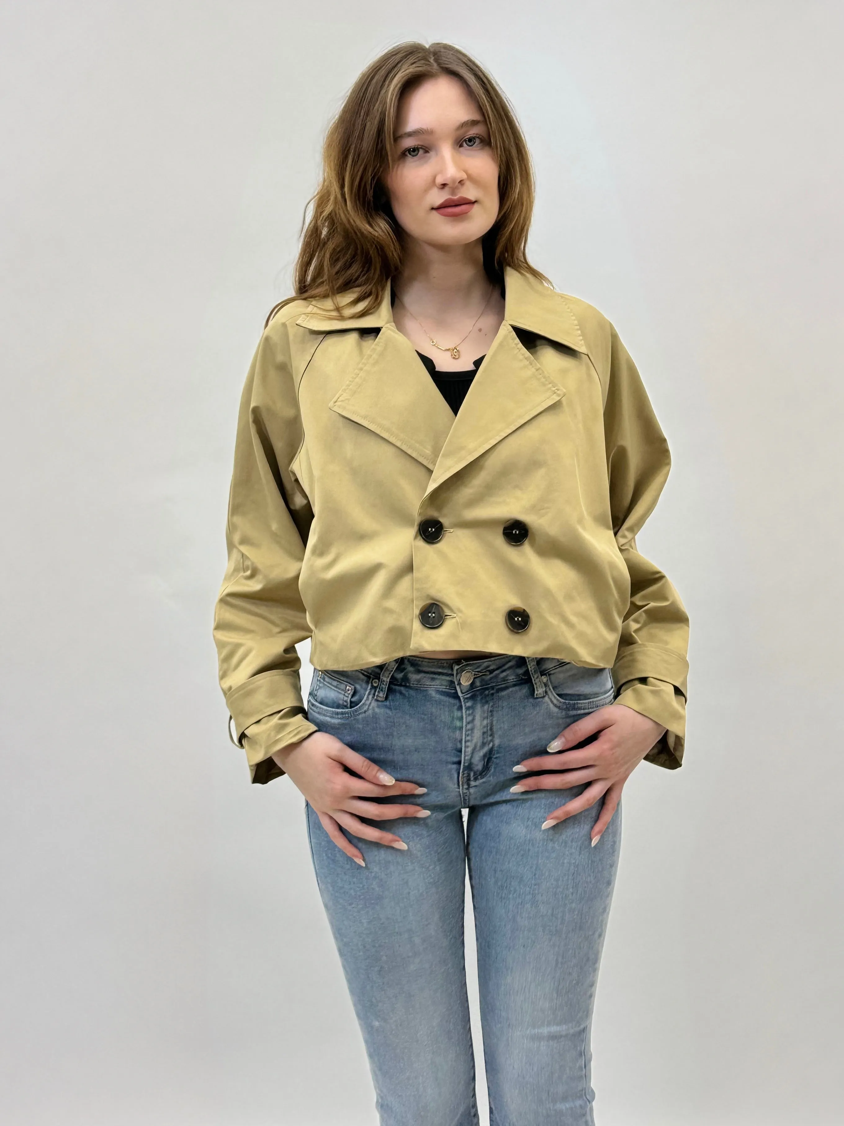 Trench crop jacket - reversed style