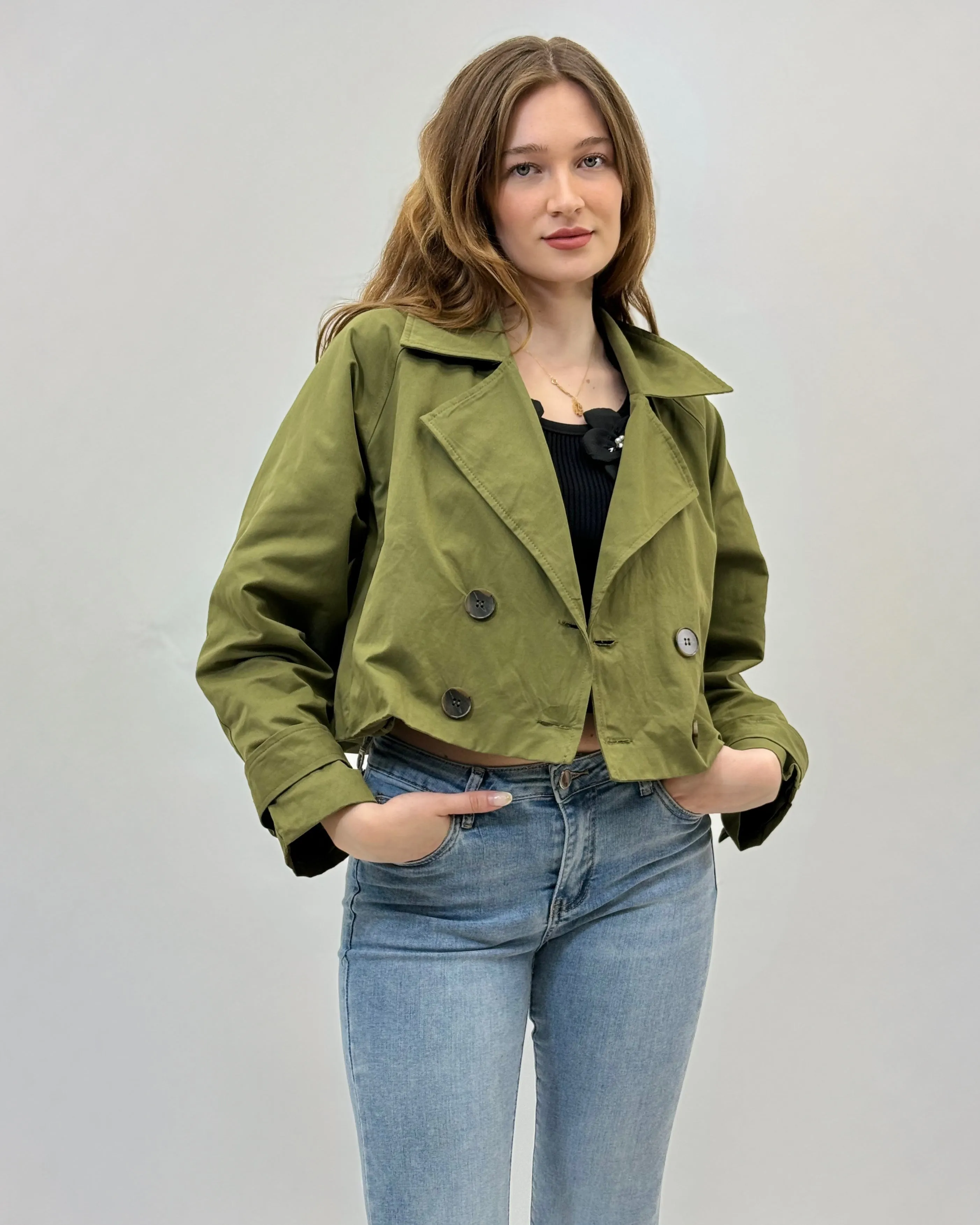 Trench crop jacket - reversed style