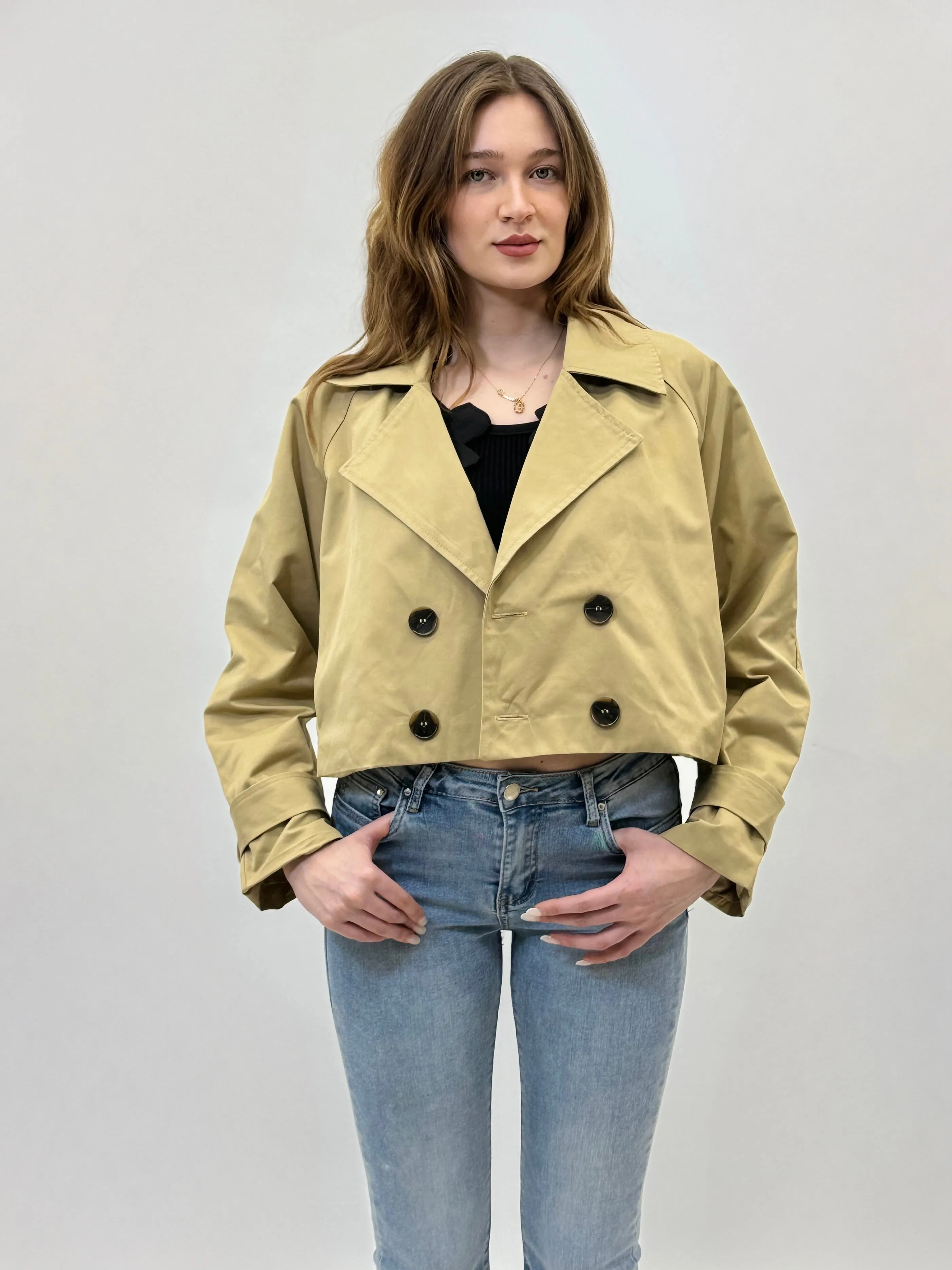 Trench crop jacket - reversed style