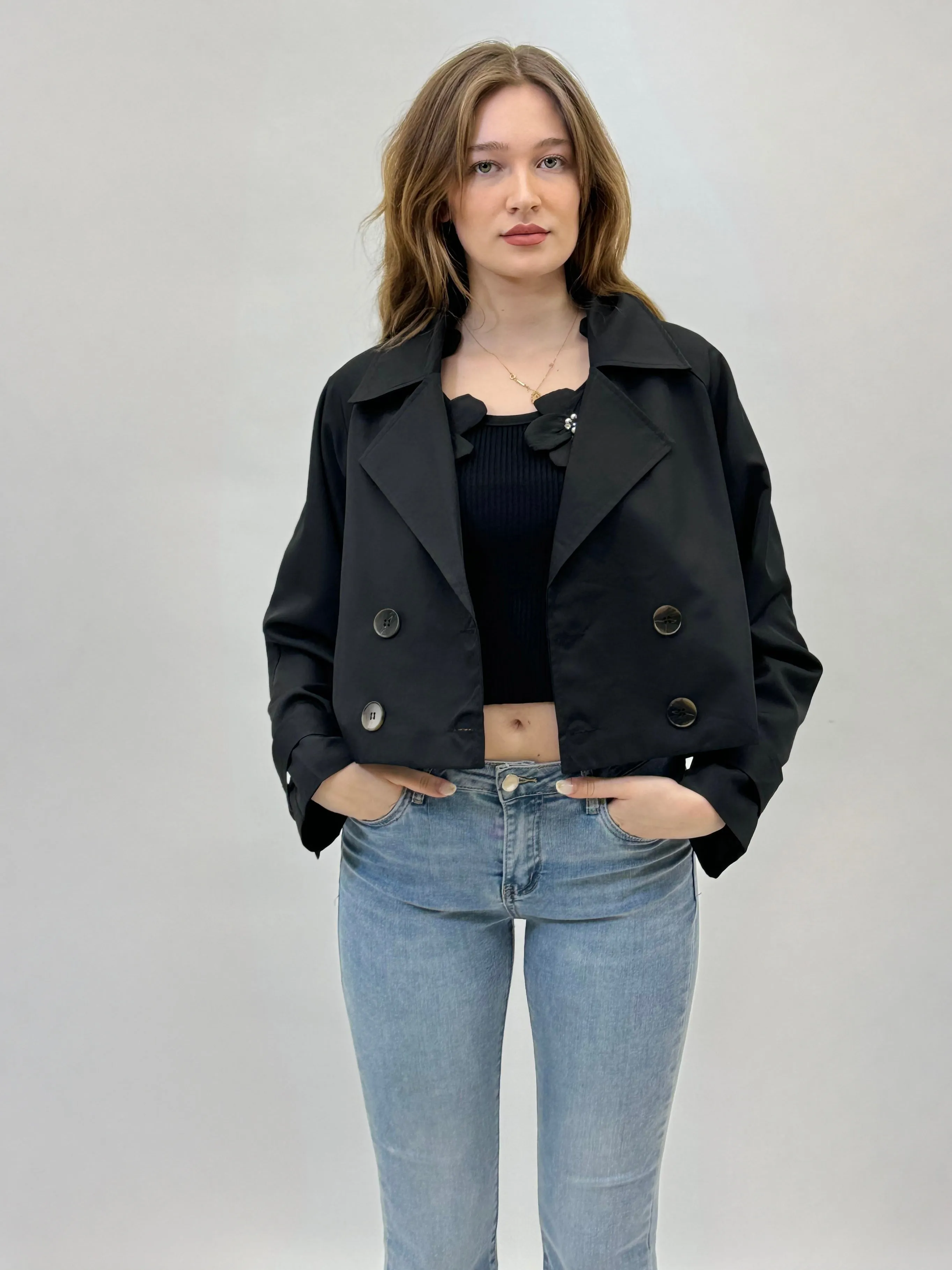 Trench crop jacket - reversed style