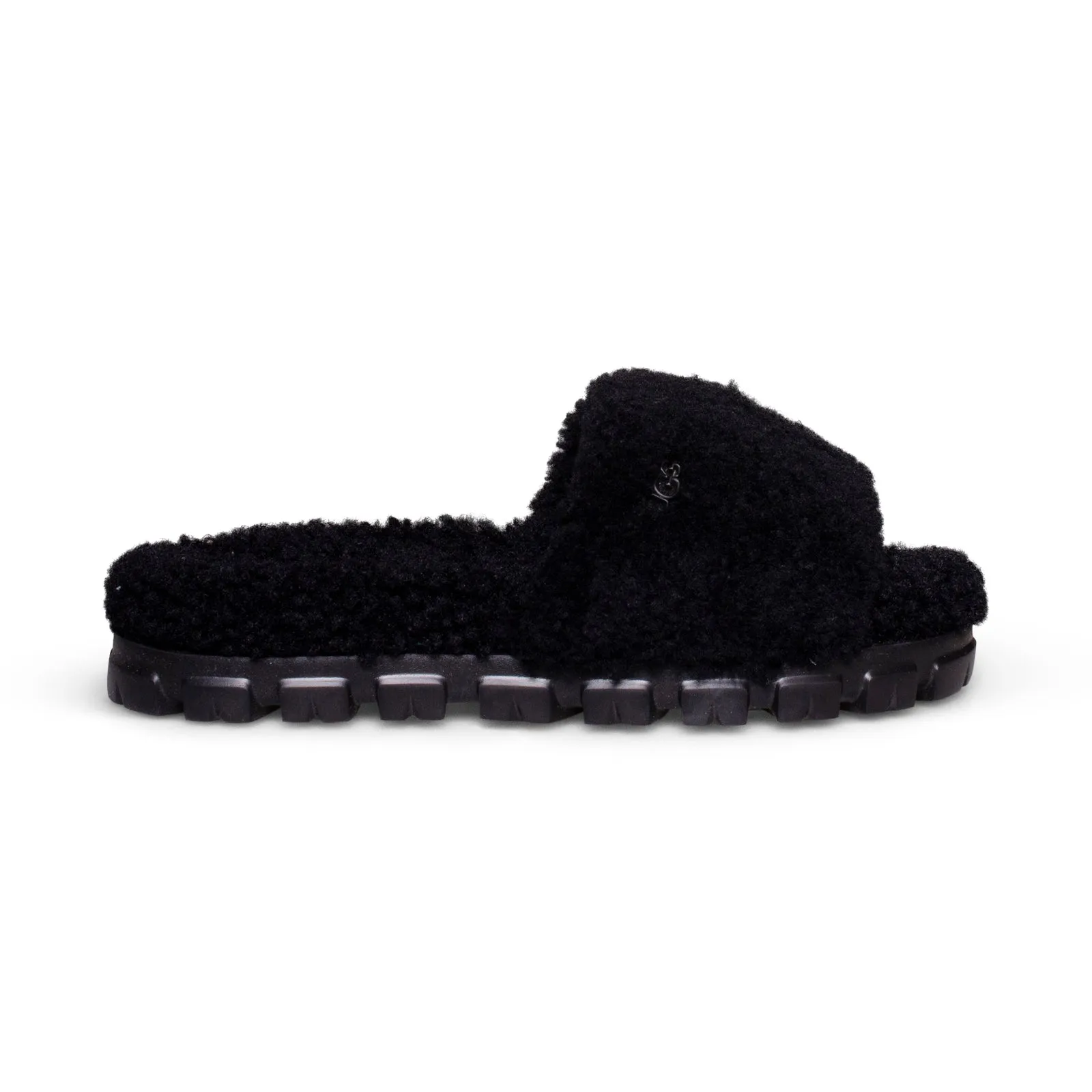 UGG black curly slippers women's