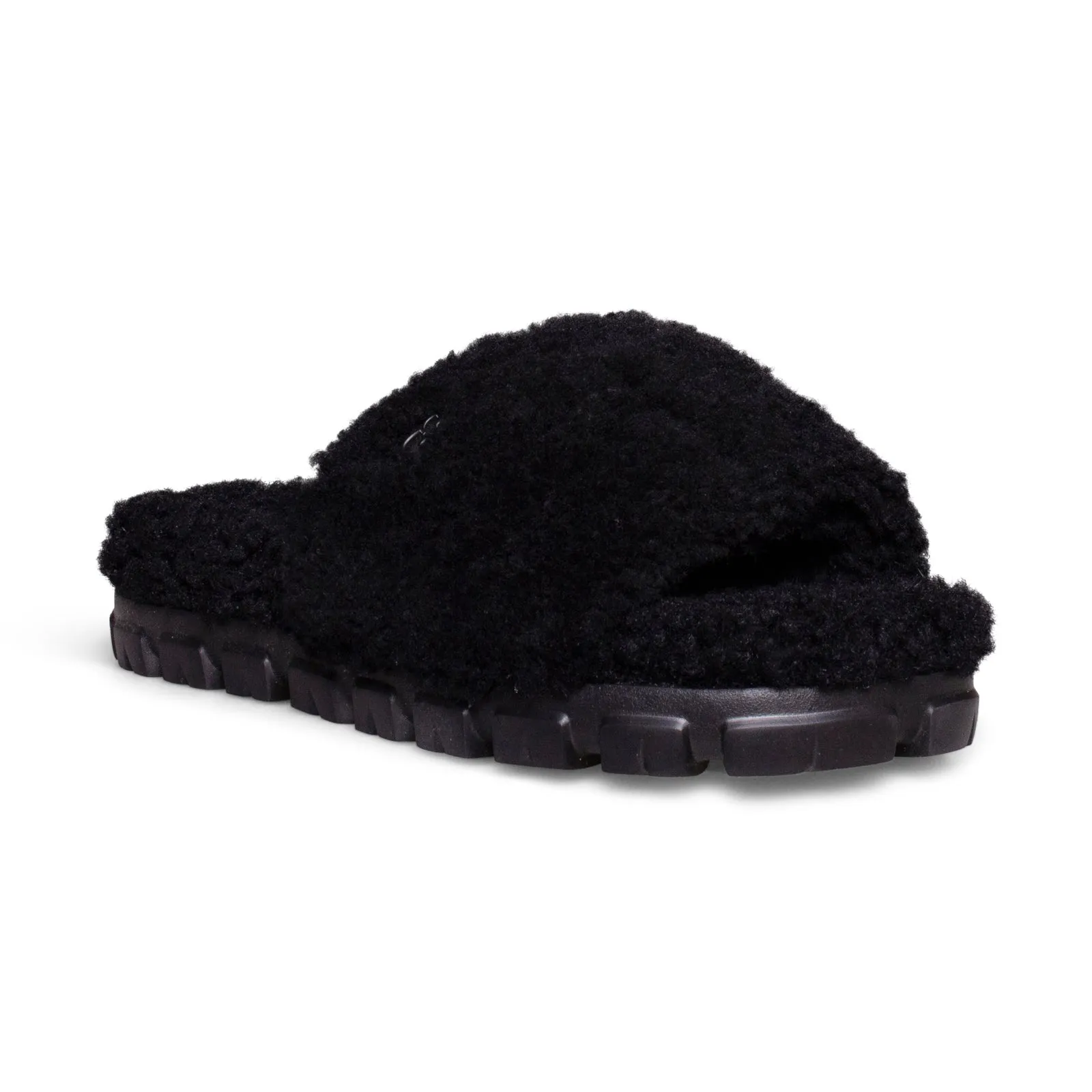 UGG black curly slippers women's