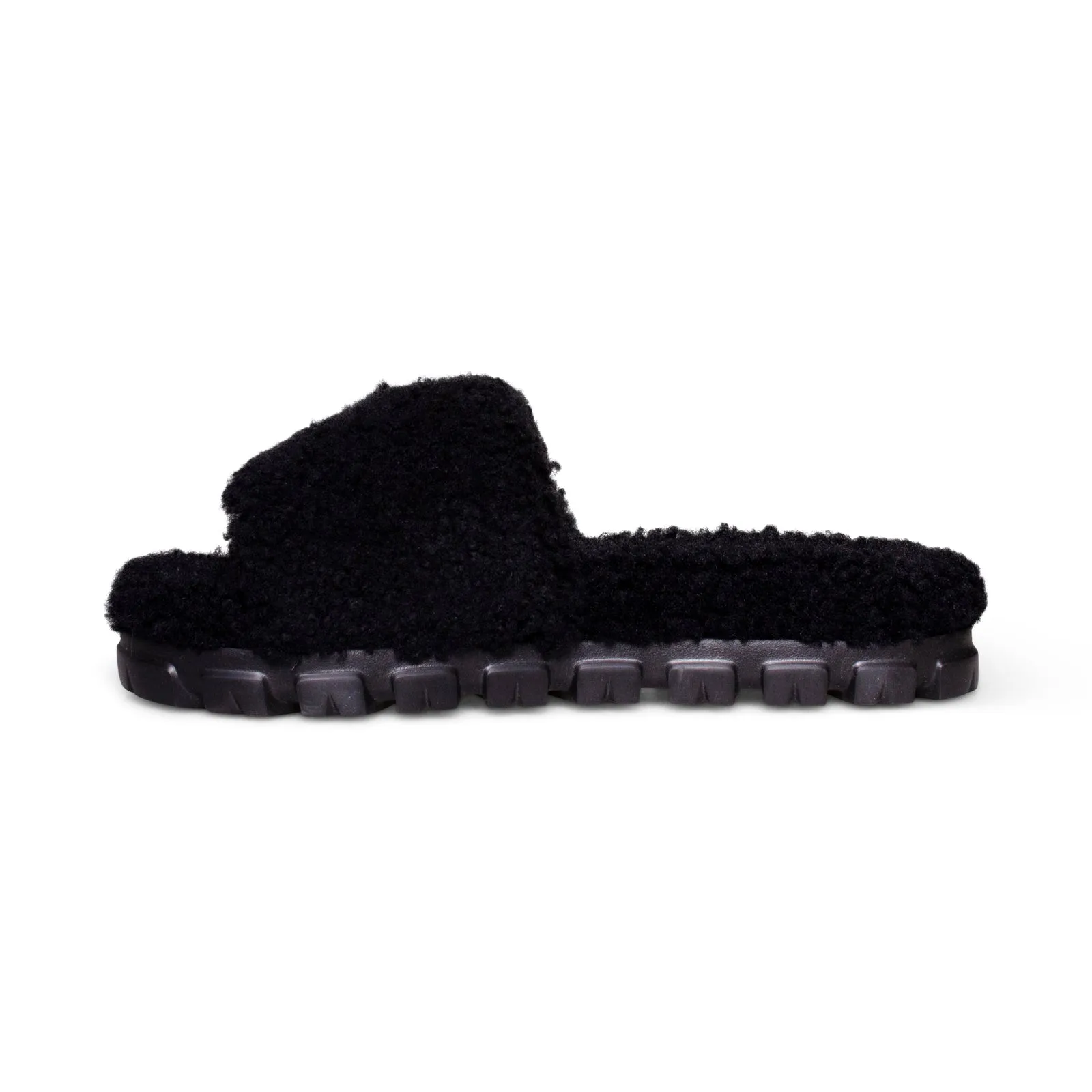 UGG black curly slippers women's