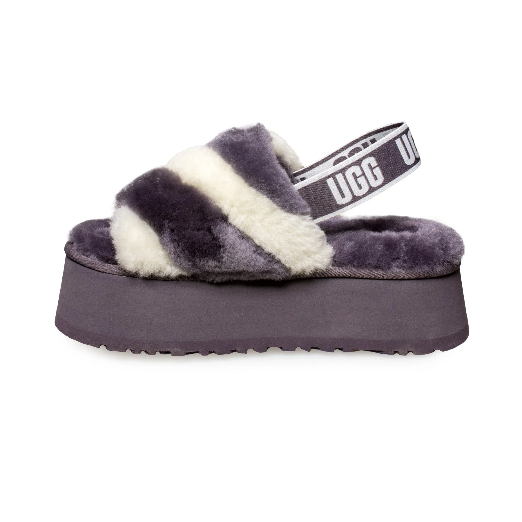 UGG Disco Stripe Slide Sandals - Women's in Shade/White Combo