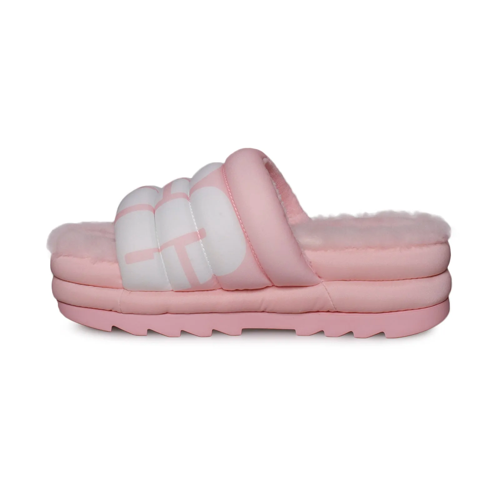 UGG Women's Pink Scallop Slippers Maxi Slide Logo