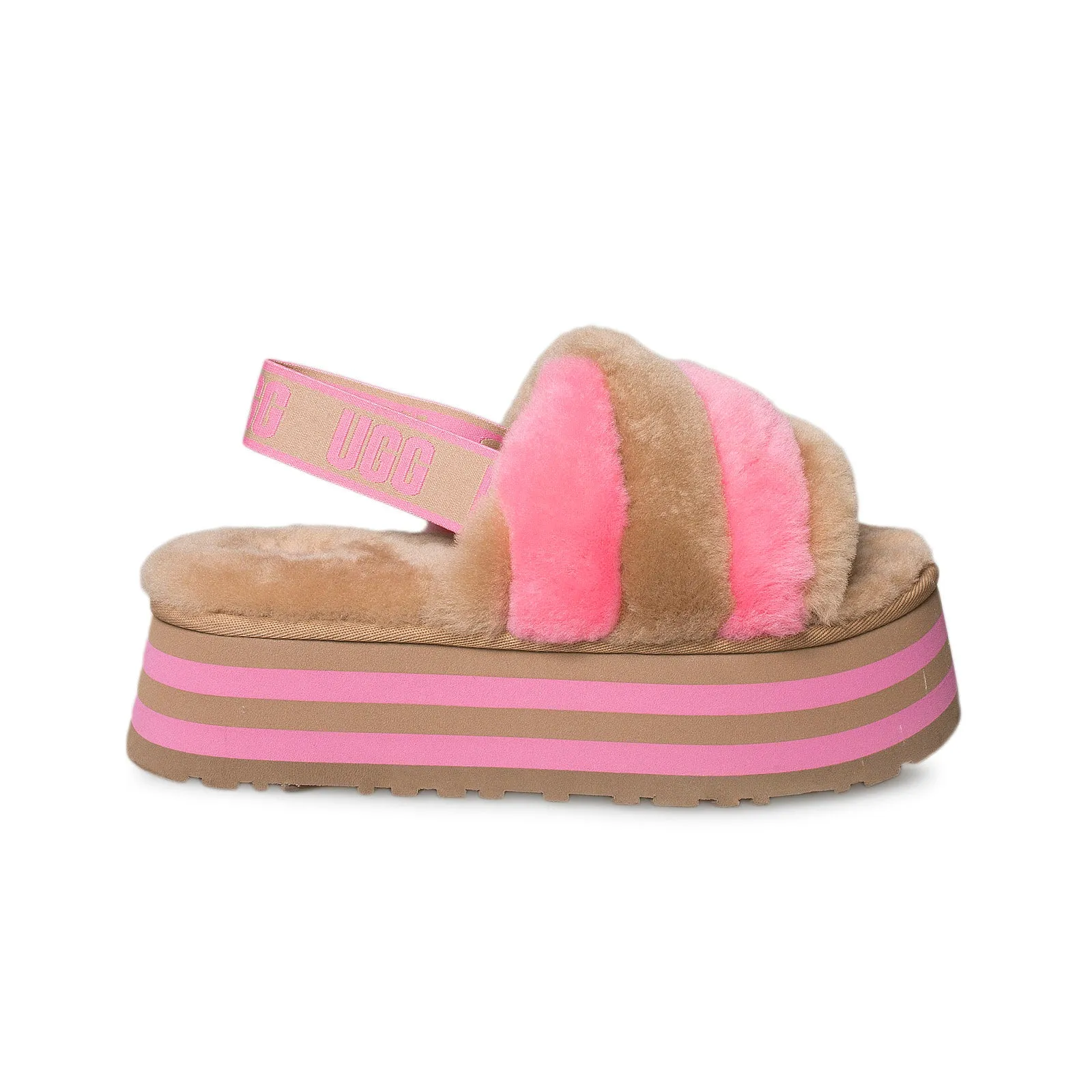 UGG Women's Slippers - Chestnut Pink Rose Combo Slides.