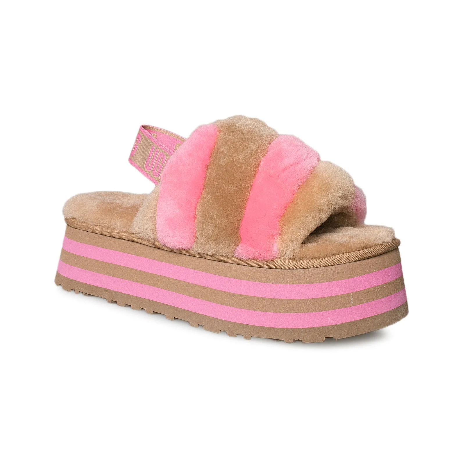 UGG Women's Slippers - Chestnut Pink Rose Combo Slides.