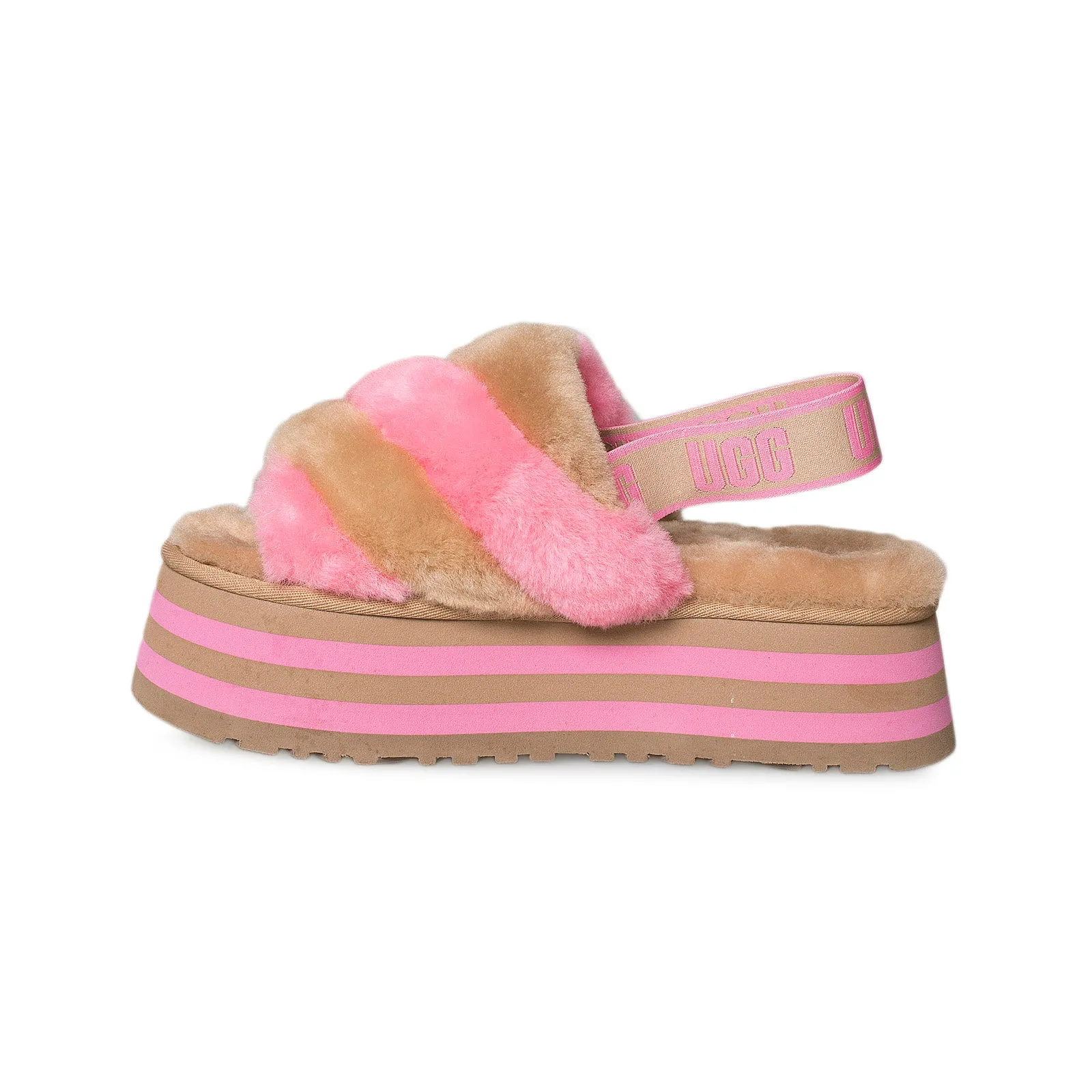 UGG Women's Slippers - Chestnut Pink Rose Combo Slides.