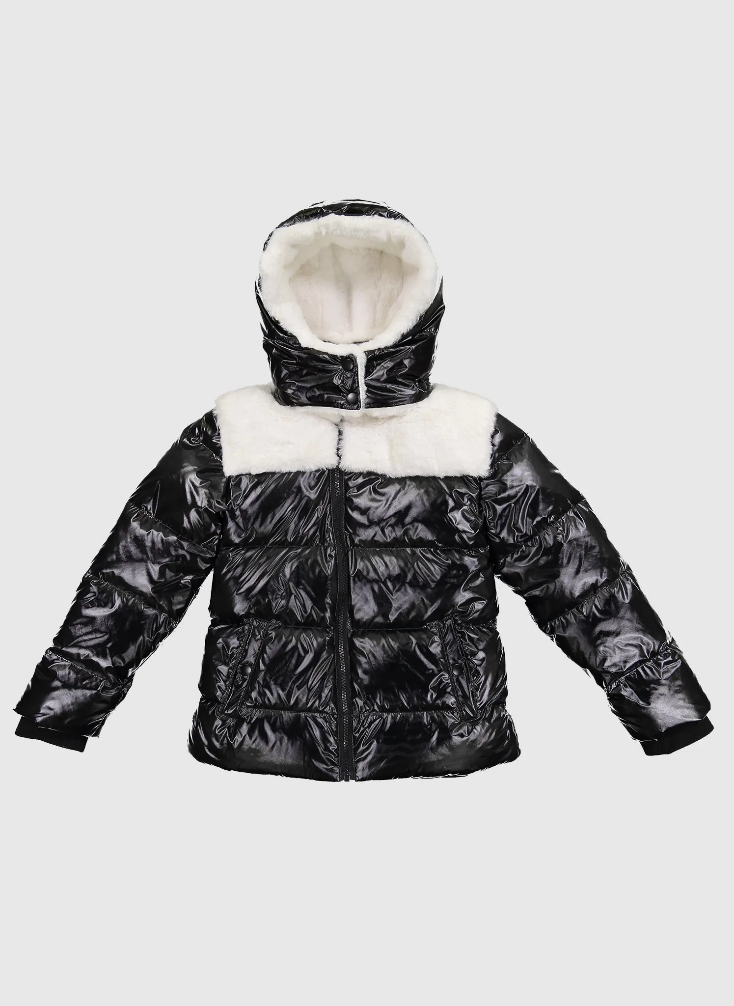 Vierra Rose Ivory Puffer with Faux Fur Collar