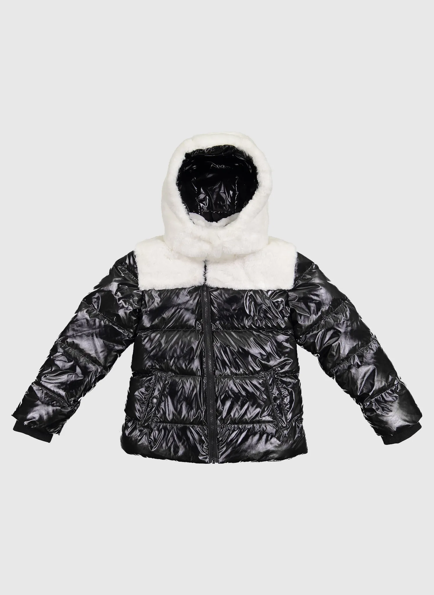 Vierra Rose Ivory Puffer with Faux Fur Collar