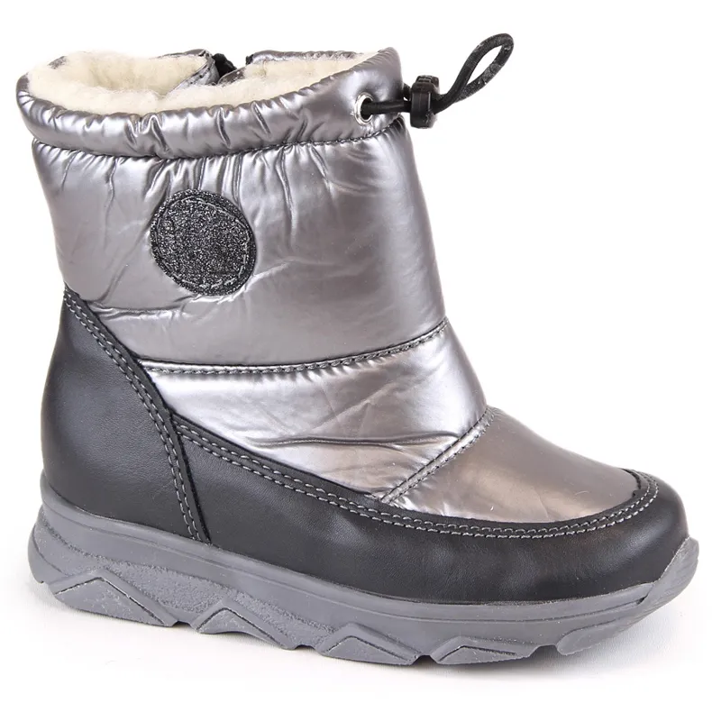 Waterproof children's snow boots with an insulated membrane, gray Kornecki 6896 grey