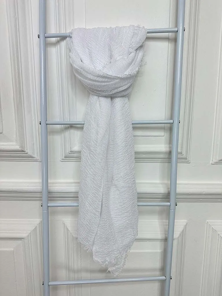 White Frayed Scarf