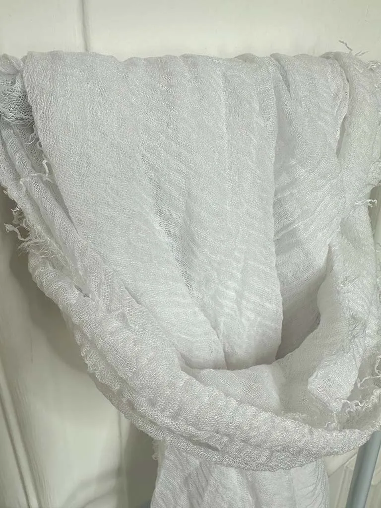 White Frayed Scarf