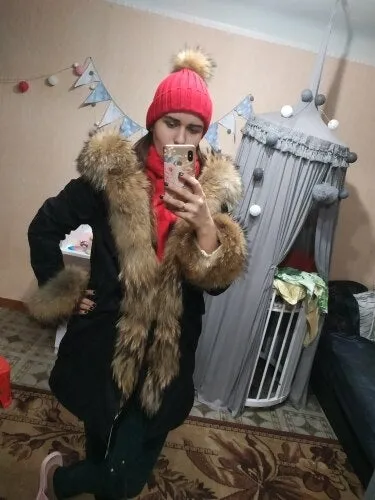 Winter Jacket with Long Sleeves and Removable Fox Fur Lining