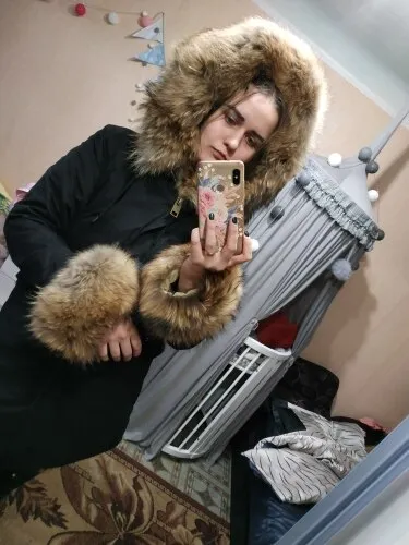 Winter Jacket with Long Sleeves and Removable Fox Fur Lining