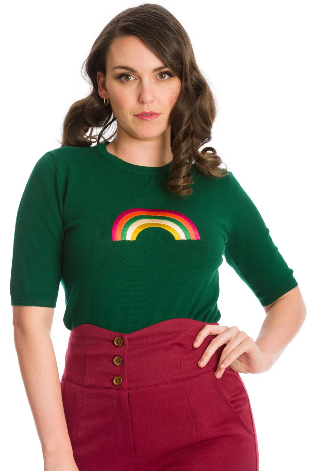 winter jumper with rainbow design