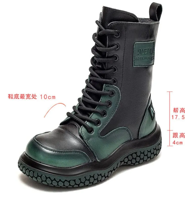 Winter Lace-up Zipper Sports Mid Calf Boots for Women