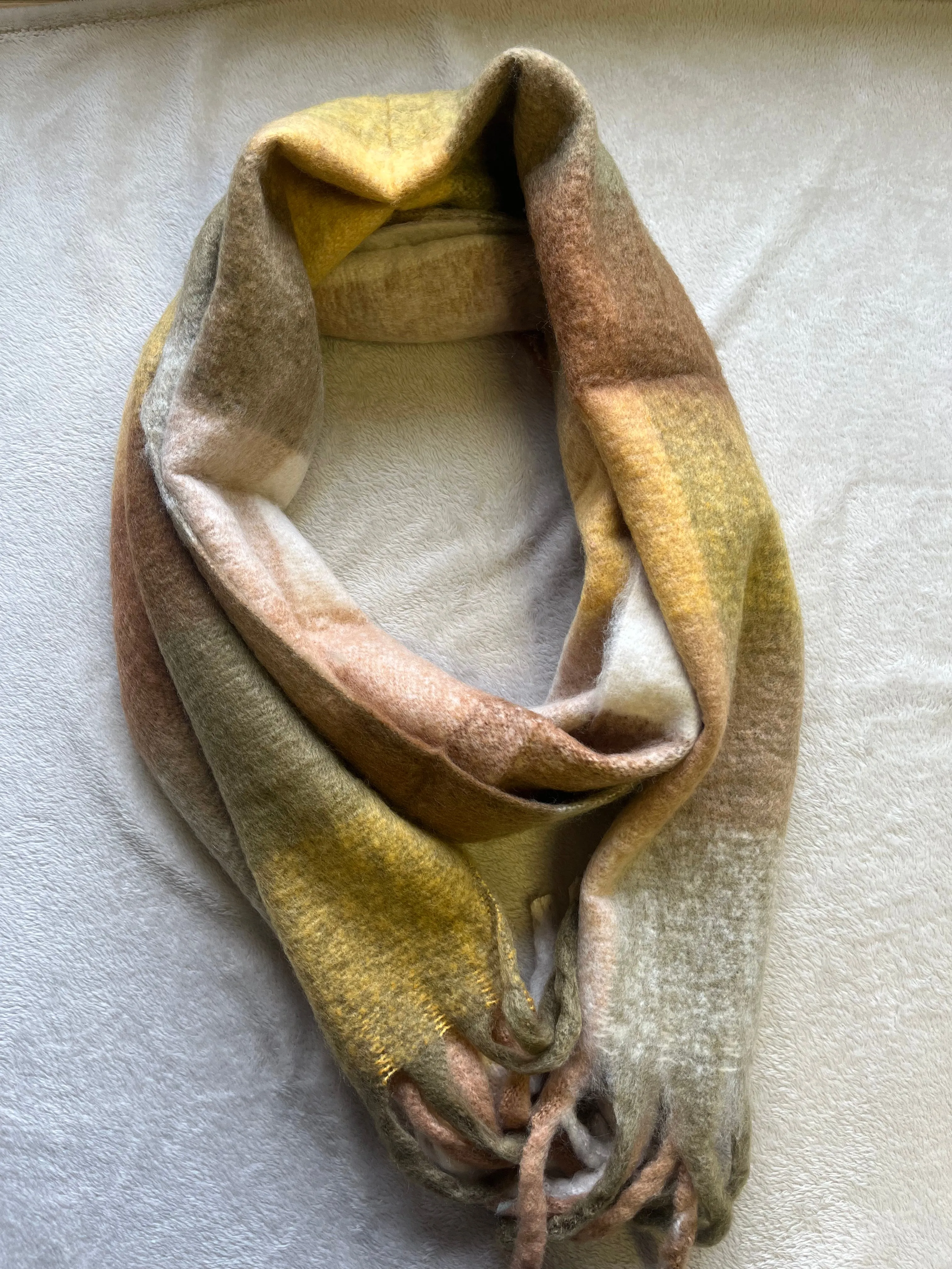 Winter warmer tassel scarf in mustard