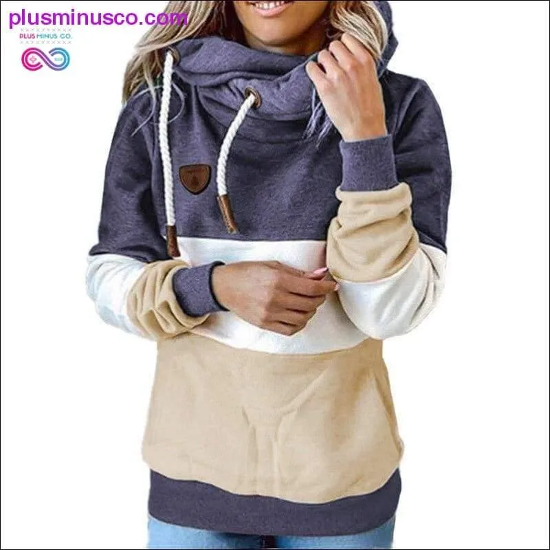 Winter women Contrast Stitching hooded Turtleneck Casual - Results: Winter Women's Sweater Hooded Turtleneck with Contrast Stitc