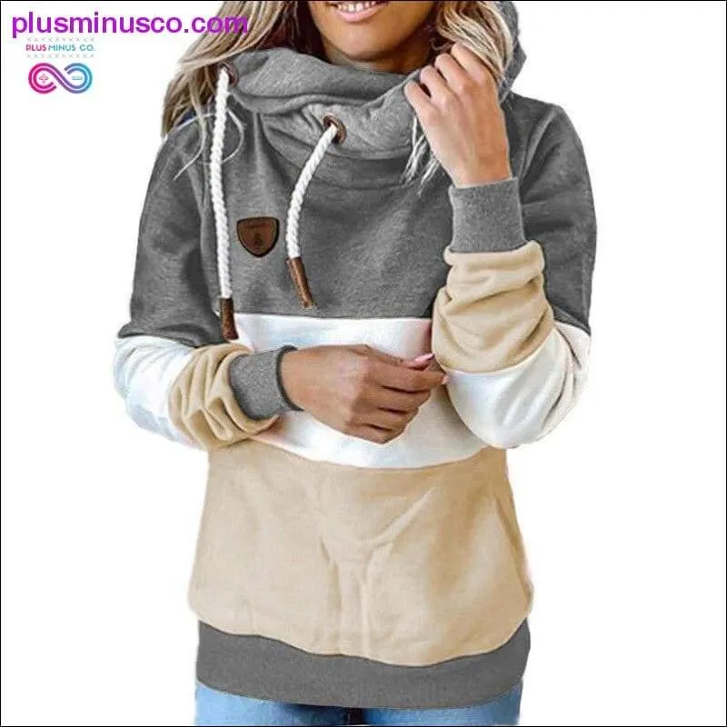 Winter women Contrast Stitching hooded Turtleneck Casual - Results: Winter Women's Sweater Hooded Turtleneck with Contrast Stitc