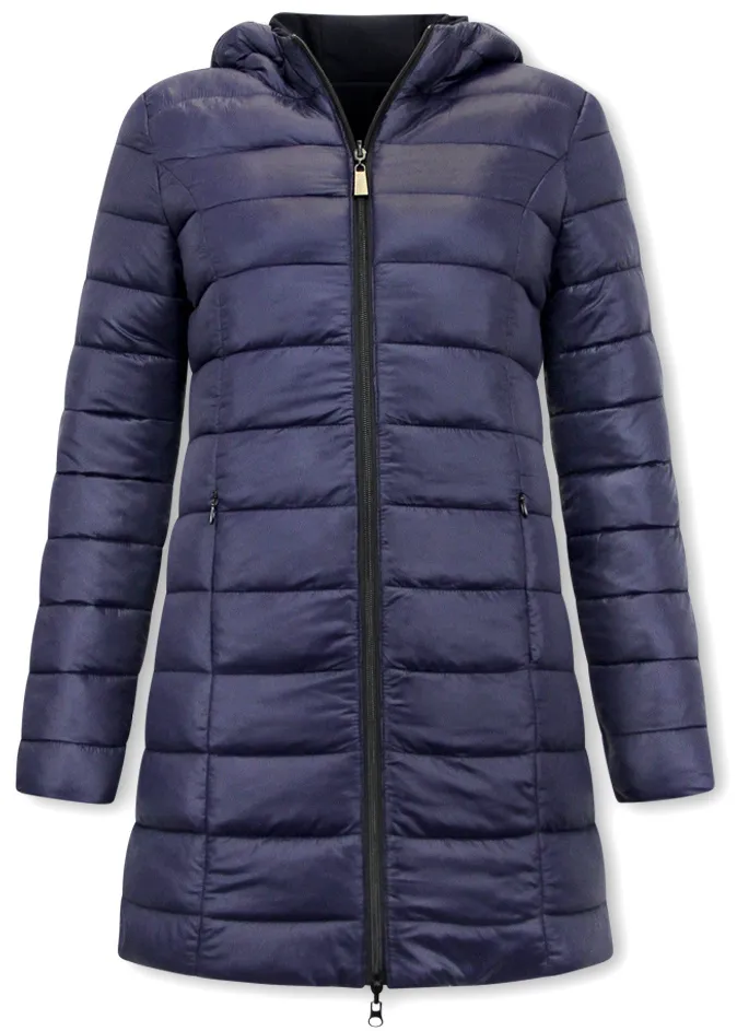 Women's Reversible Puffer Coat Blue | NEW |