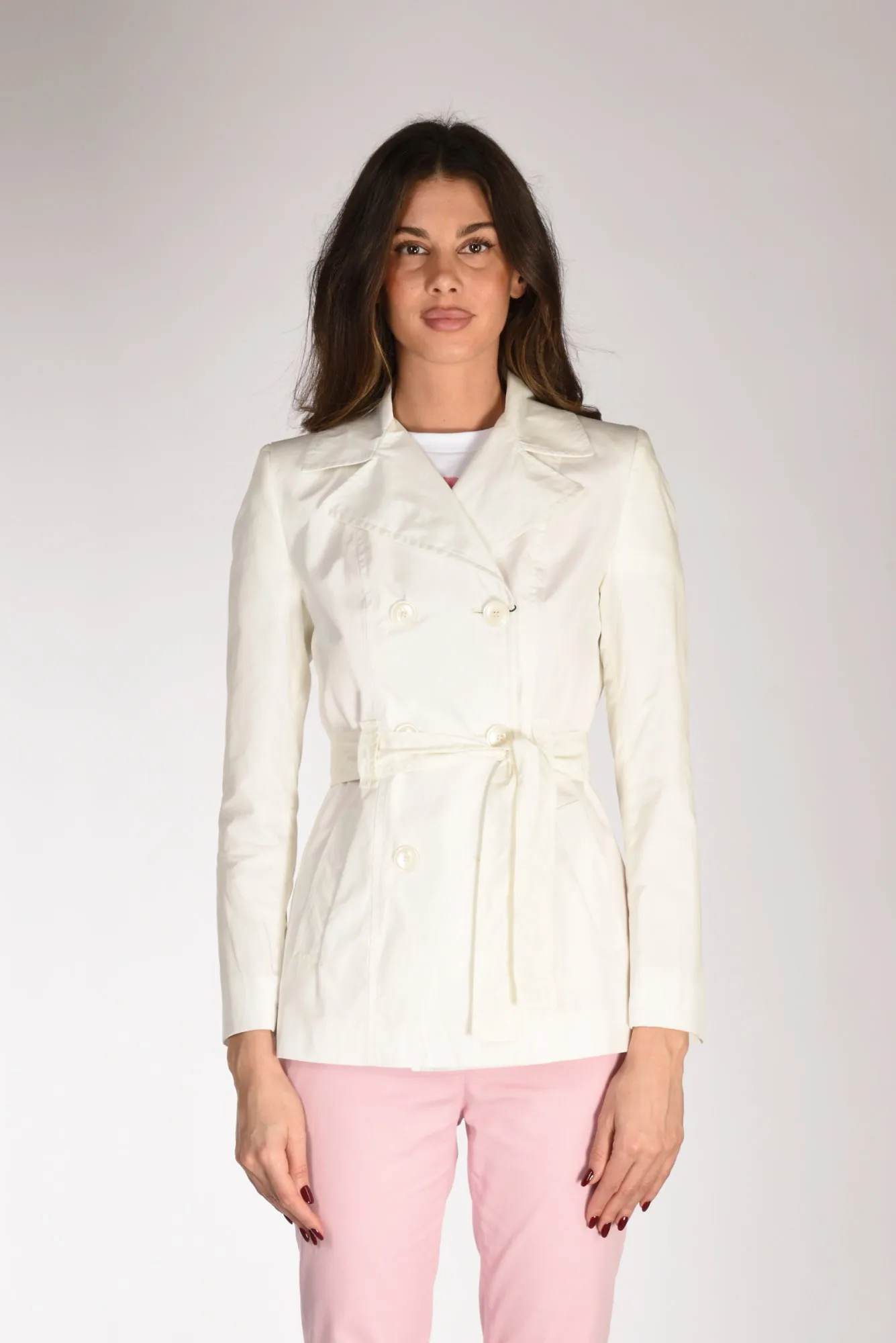 Women's Five Short White Trench Coat